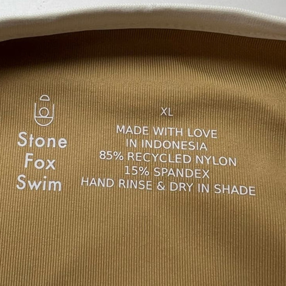 NWT Stone Fox Swim Echo Bikini Bottom, Asymmetrical Binding Detail, Tan, size XL - Picture 9 of 16